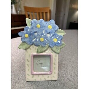 Burnes Boston Floral Ceramic Photo Frame Blue Flower Cottagecore Shabby Chic